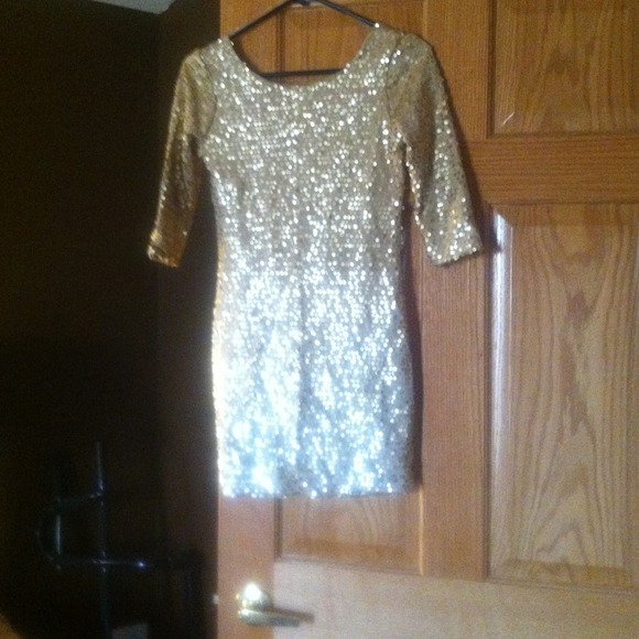 Sequin mini gold dress