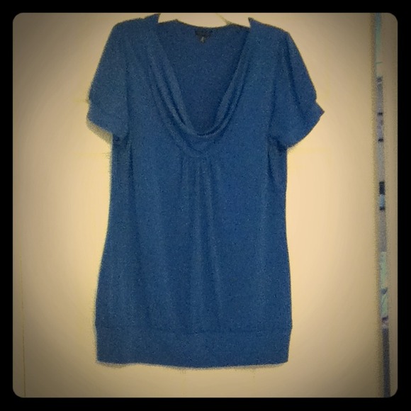 Blue cowl neck top