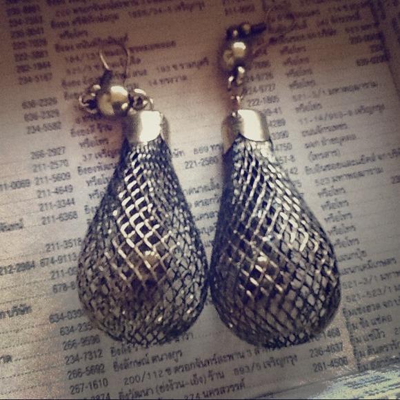 Paris Cage Bell Brass Dangle Earrings