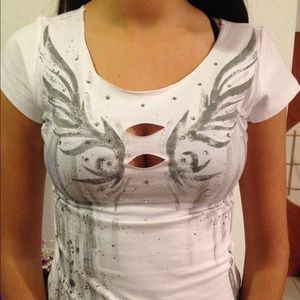 Hand painted angel wings shirt