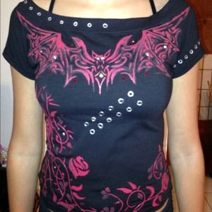 Unique hand painted bat shirt