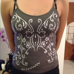 Hand painted butterfly spaghetti strap top
