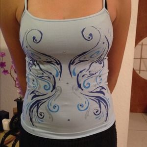Hand painted butterfly spaghetti strap top