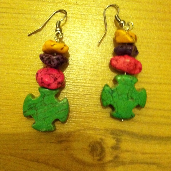 Cross multicolor earrings