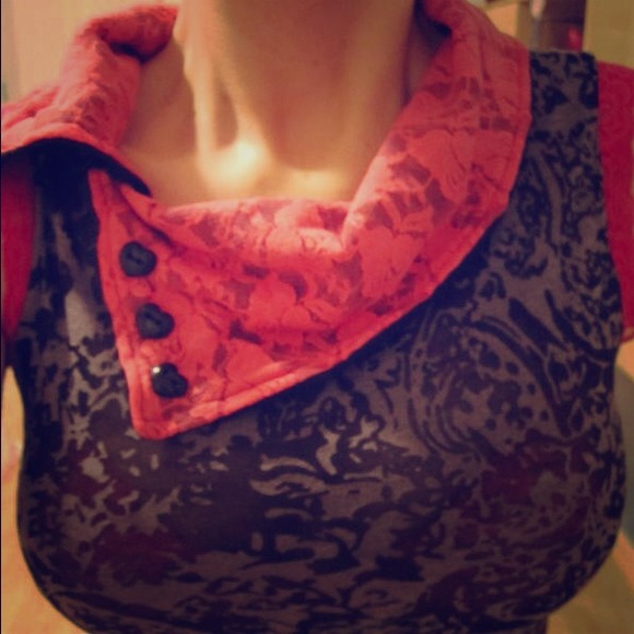 ONE OF A KIND!!! Pink Gray Black Burnout Cowl Neck