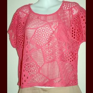 🎯Sold!! Boxy Pink see thru Blouse