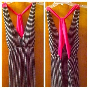 Black & white dress with criss cross back in pink!