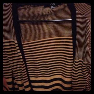 Tan and black long sleeve long cardigan