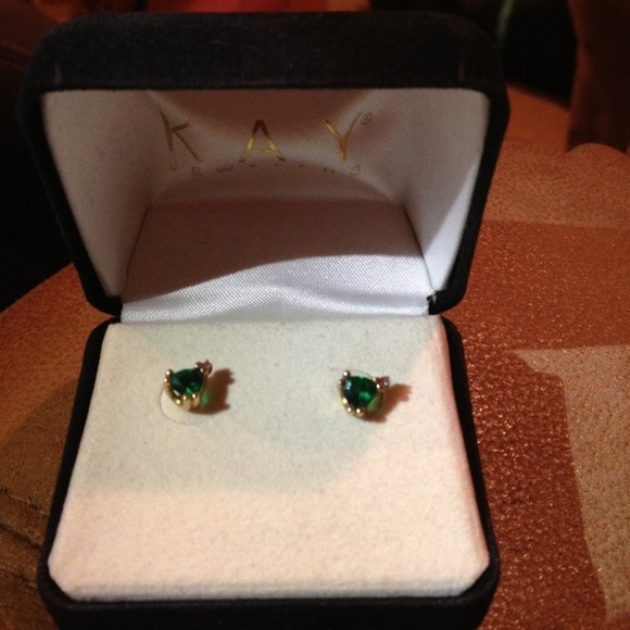 14k emerald and diamond earrings