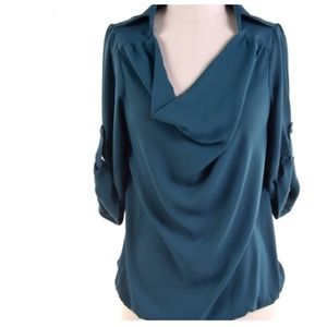 Draped teal blouse Large