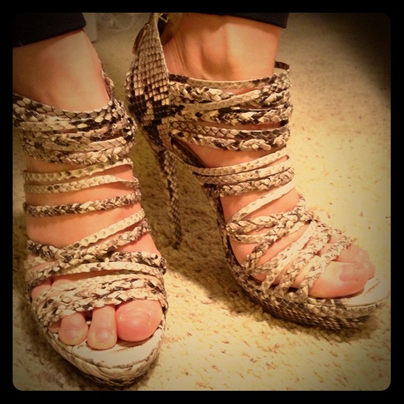 Alexandre Birman Genuine Python Platform Sandals