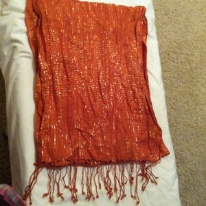 ❤Sparkly orange scarf