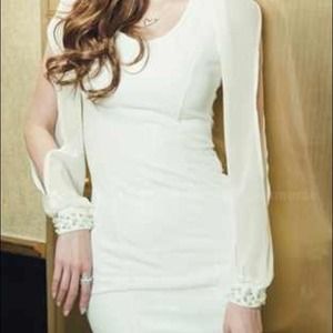 White slit sleeve dress