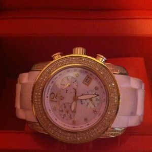 Swiss Legend- white rubber and real diamonds