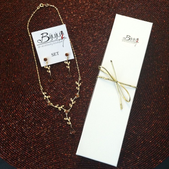 Gold and Chocolate Brown Jewelry Set