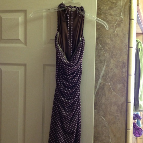 Max Edition Dress. Brown with purple polka dots. - Picture 2 of 3