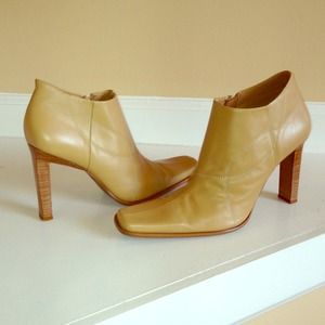 Beige Leather Ankle Boots