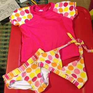 SOLD @jeanine1227 Girls 3 piece swimsuit size 7/8