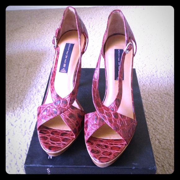 Red faux snake skin Stilettos