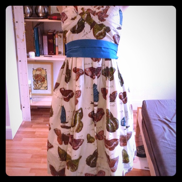 Anthropologie Victorian butterfly print dress