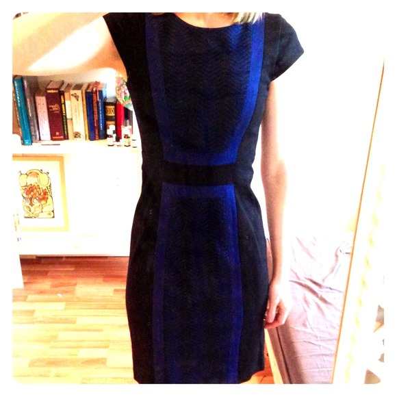 BCBG electric blue and black color block dress