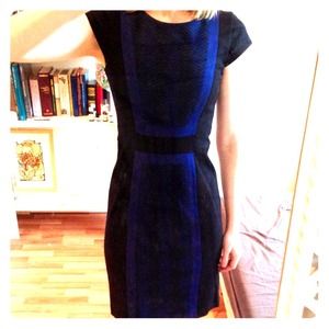 BCBG electric blue and black color block dress
