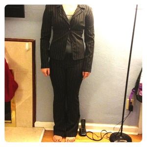 Pin striped pants suit