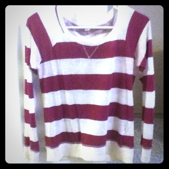 Burgundy Striped Sheer Long Sleeve - Picture 1 of 1