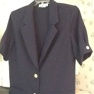 NAVY BLUE SHORT SLEEVE BLAZER, TWO BUTTONS