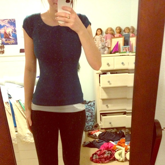 Express Sexy Basic Tee, blue-green, size XS!