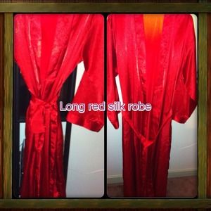Red silky robe