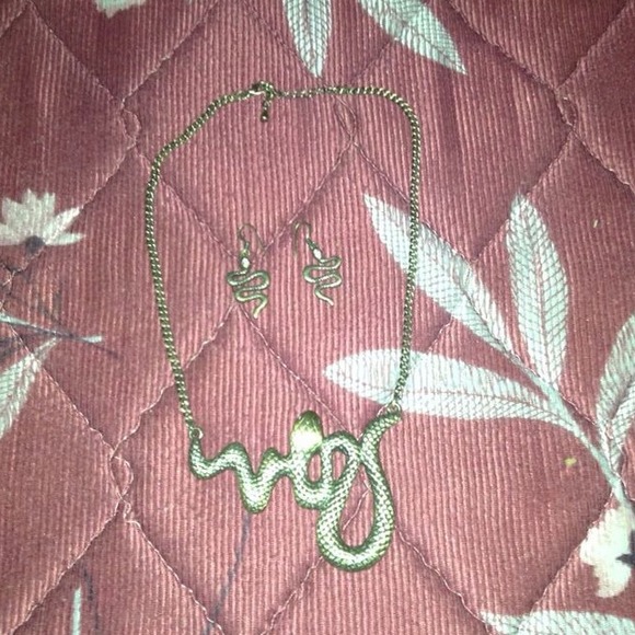 PRICE REDUCE Bronzer snake choker necklace&earring - Picture 1 of 3