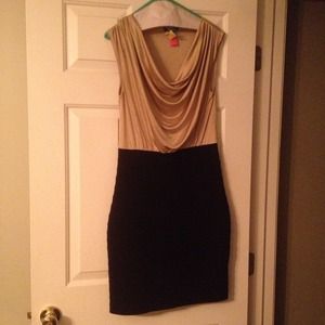 Very flattering black and gold Express dress