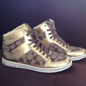 Gold High Top Coach Sneakers