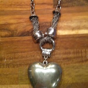 New silver heart silver chain necklace