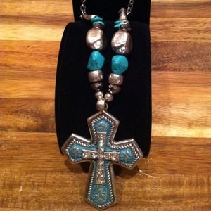 New turquoise and silver necklace with earrings