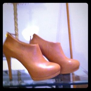 Tan leather booties