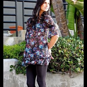 Black Floral Short Dress