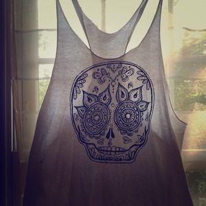 Hand painted racerback sugar skull tank