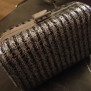 Black silver clutch