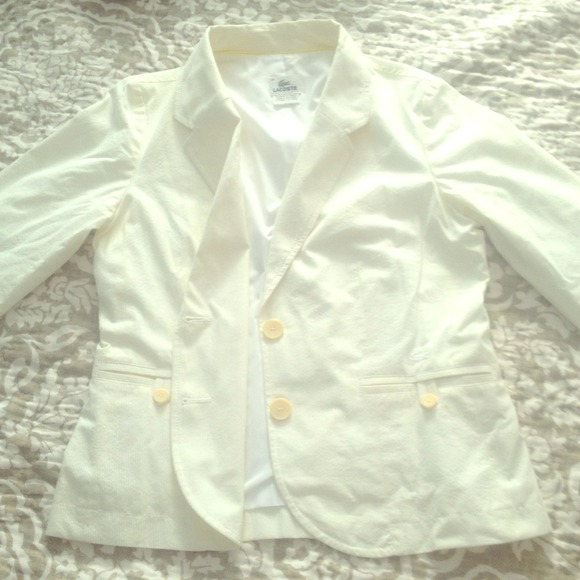 Lacoste yellow seersucker blazer. NWOT.
