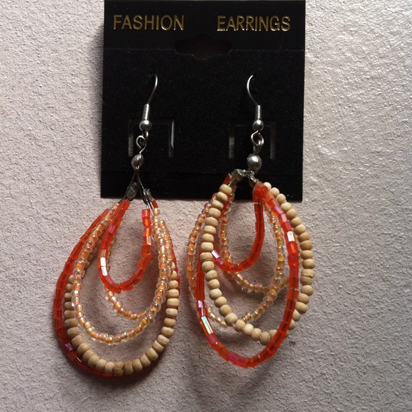 💰Fashion Design Orange Beads Drop Earrings - Picture 4 of 4