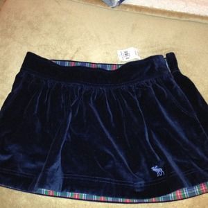 Navy velvet ruffle short skirt