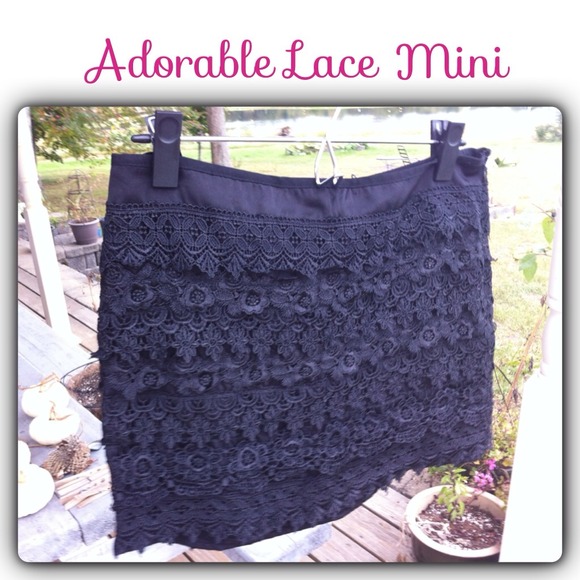 👠👠Black lace mini-skirt💄💄