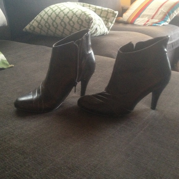 Brown leather booties. Size 6