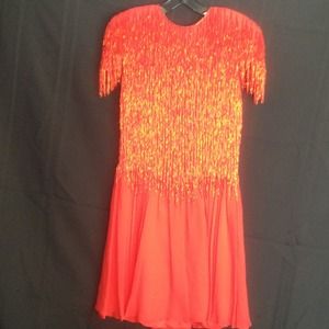 Amazing red sequined silk cocktail dress!