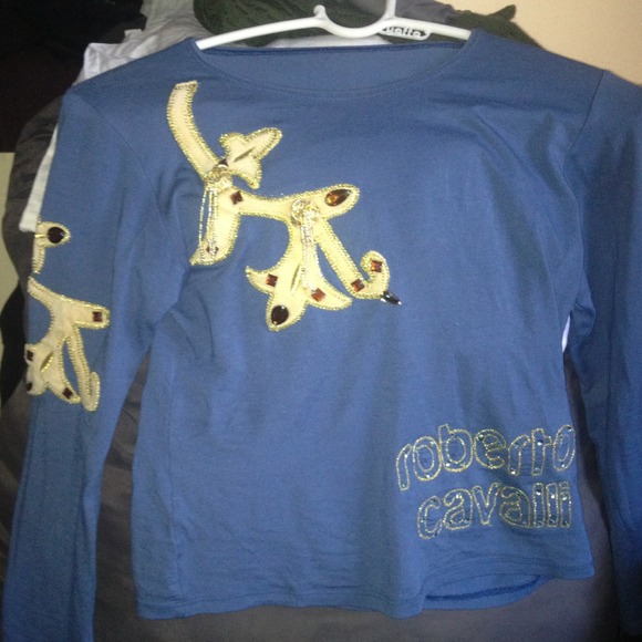 Roberto Cavalli blue long sleeve shirt