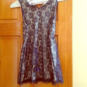 Navy Blue sleeveless lace shirt