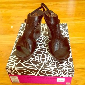 Diane von Furstenberg black wedge sandal