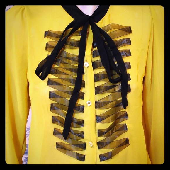 SOLD AS BUNDLE... Vintage yellow chiffon blouse